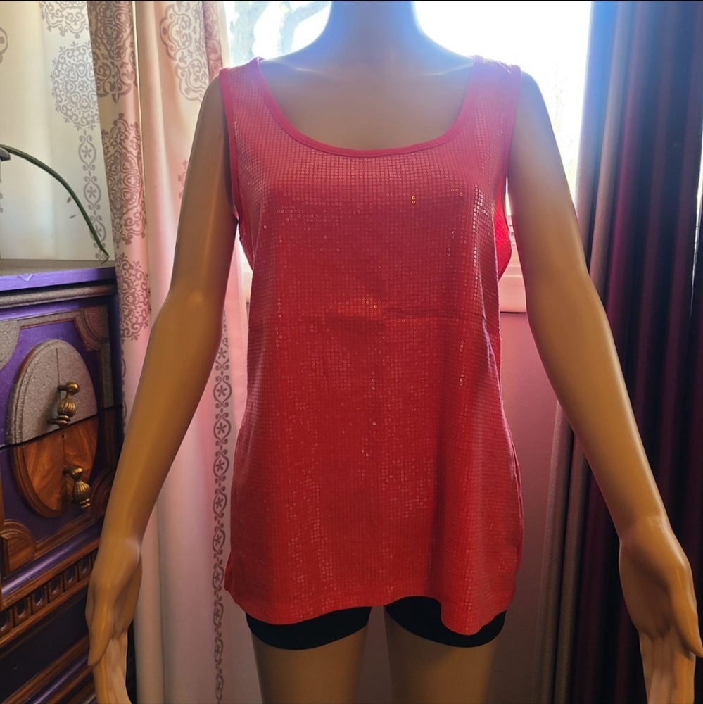 Pink sequence tank top plus size 00